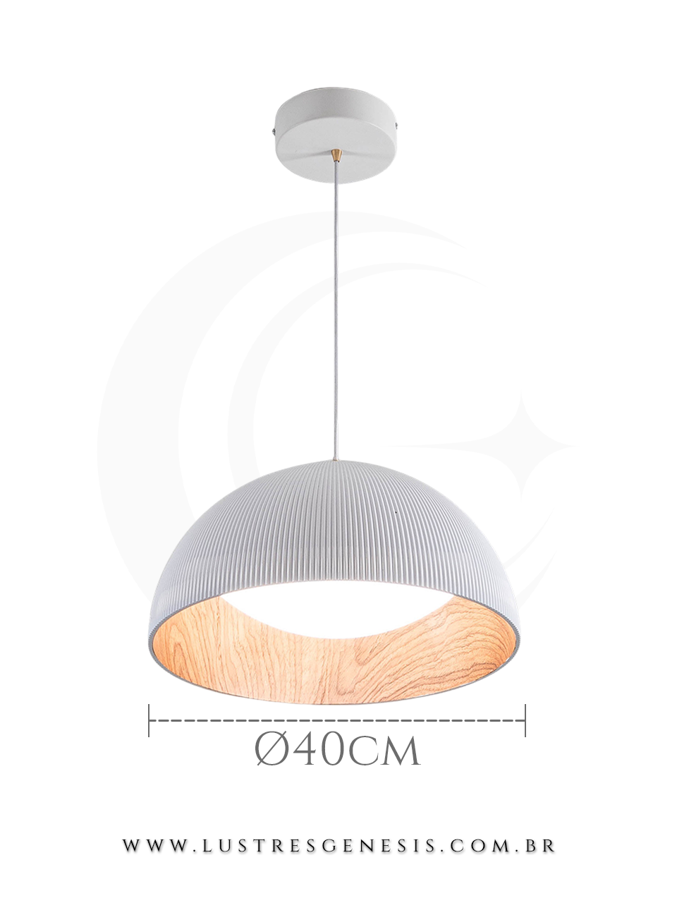 Lustre Pendente LED Branco Acrilico 40cm Bivolt para Quarto, Sala de Estar, Jantar e cozinha